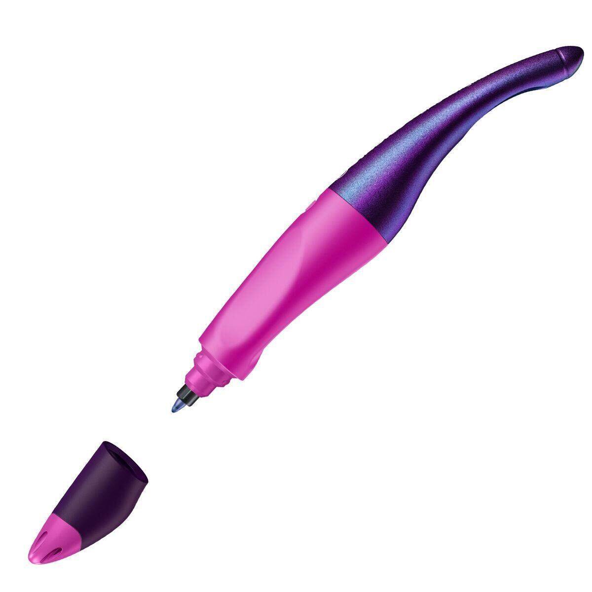 Ergonomischer Tintenroller für Rechtshänder - STABILO EASYoriginal Holograph Edition in magenta -  Einzelstift - Schreibfarbe blau (löschbar) - inklusive Patrone