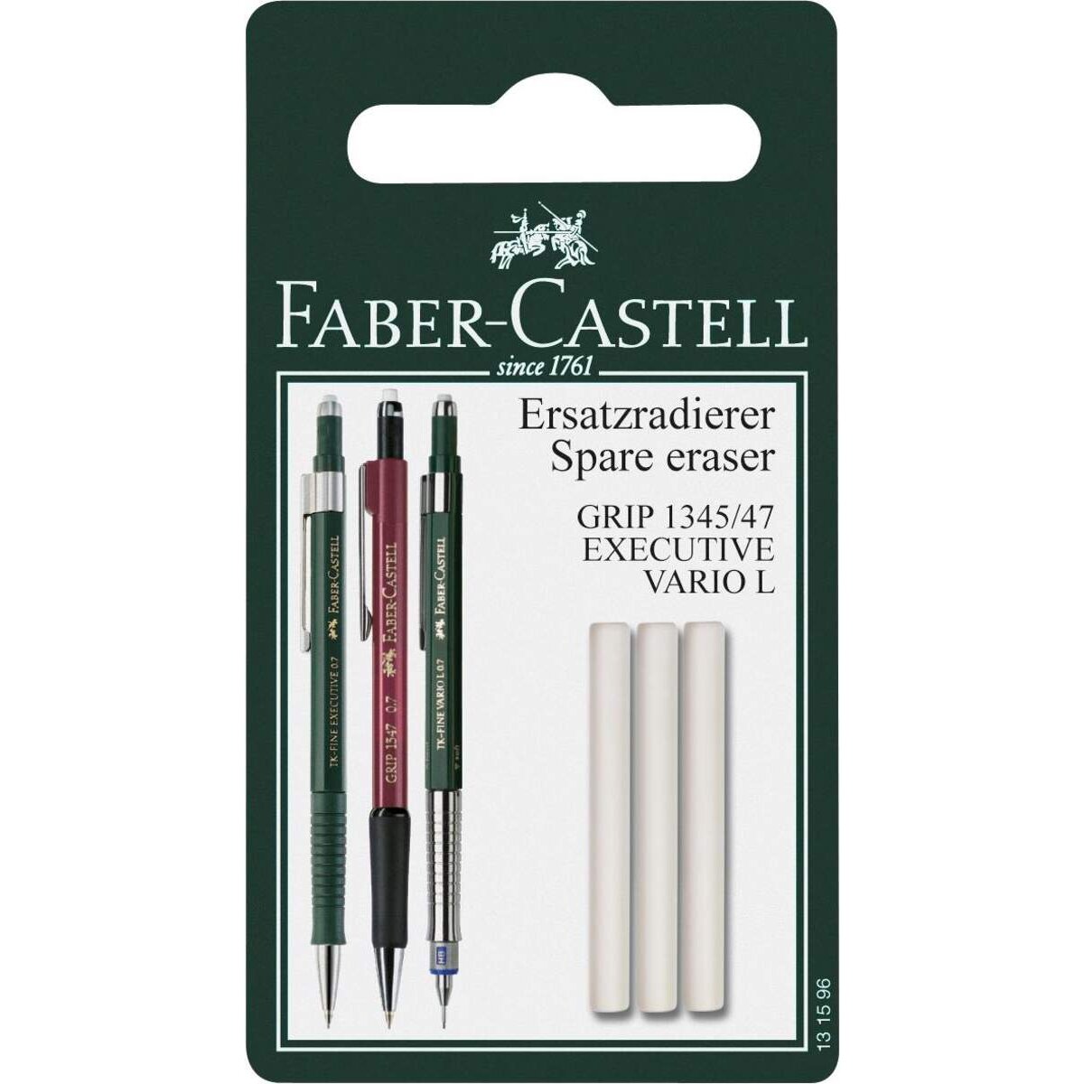 Faber-Castell Ersatzradierer GRIP 1345/1347, weiß, 3 Stück