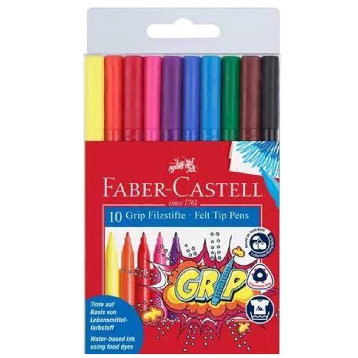 Faber-Castell Filzstift Grip Colour Marker 10er Kunststoffetui