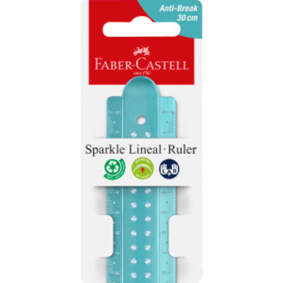 Faber-Castell Lineal 30 cm Sparkle bruchsicher, 1 Stück, 3-fach sortiert