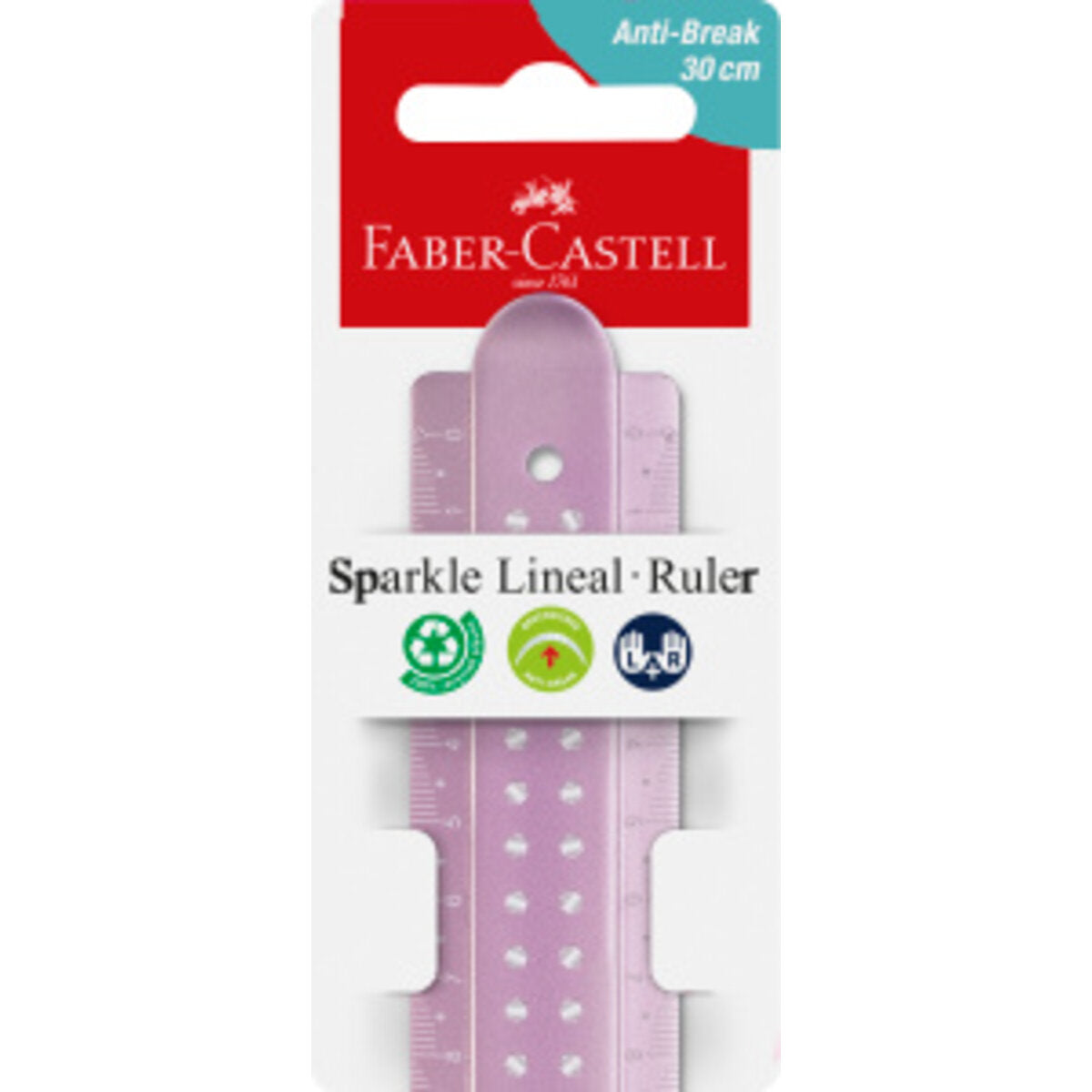 Faber-Castell Lineal 30 cm Sparkle bruchsicher, 1 Stück, 3-fach sortiert