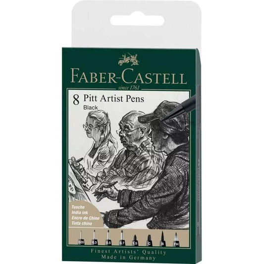 Faber-Castell Pitt Artist Pen Tuschestift, 8er Etui, schwarz