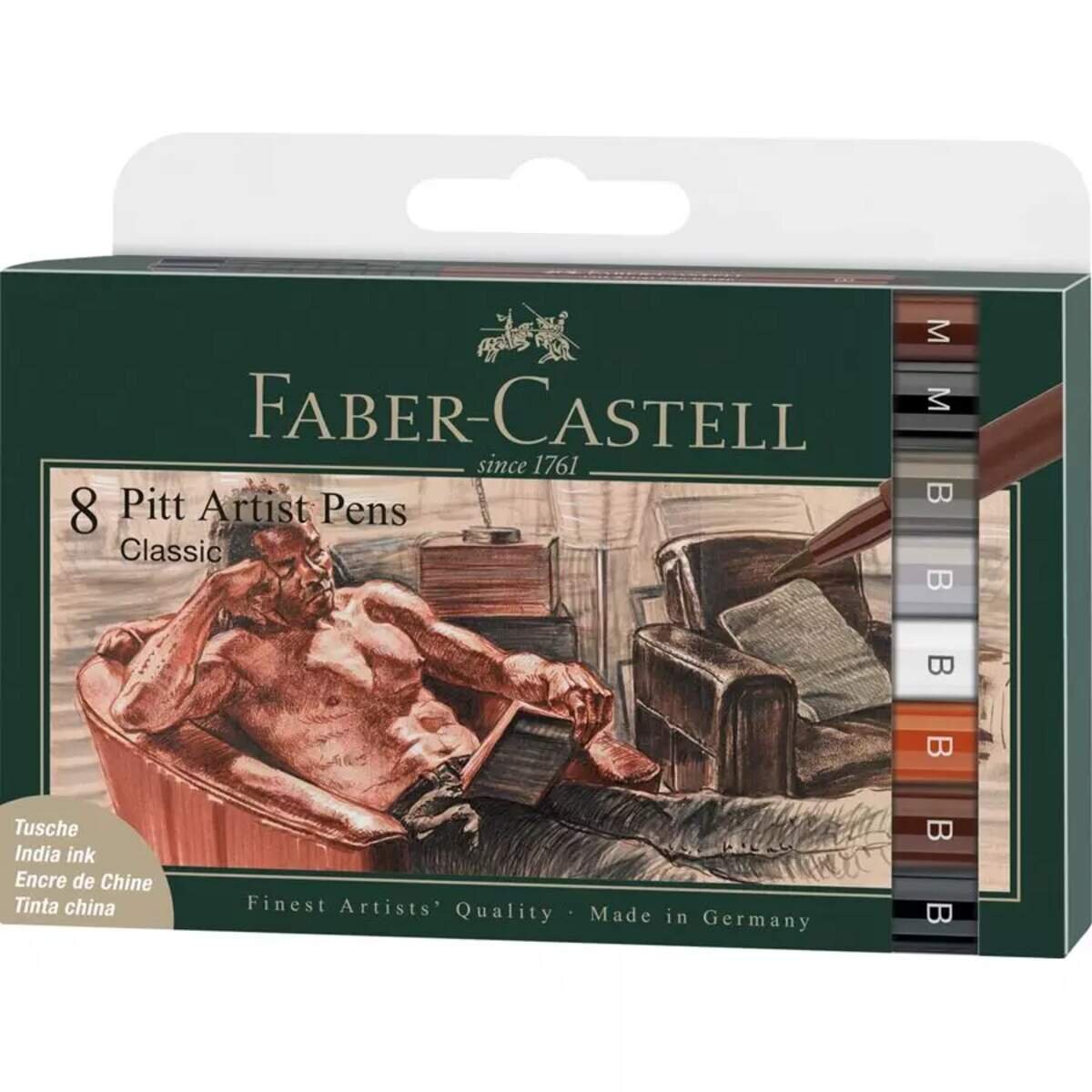 Faber-Castell Pitt Artist Pen Tuschestift, 8er Etui, Classic