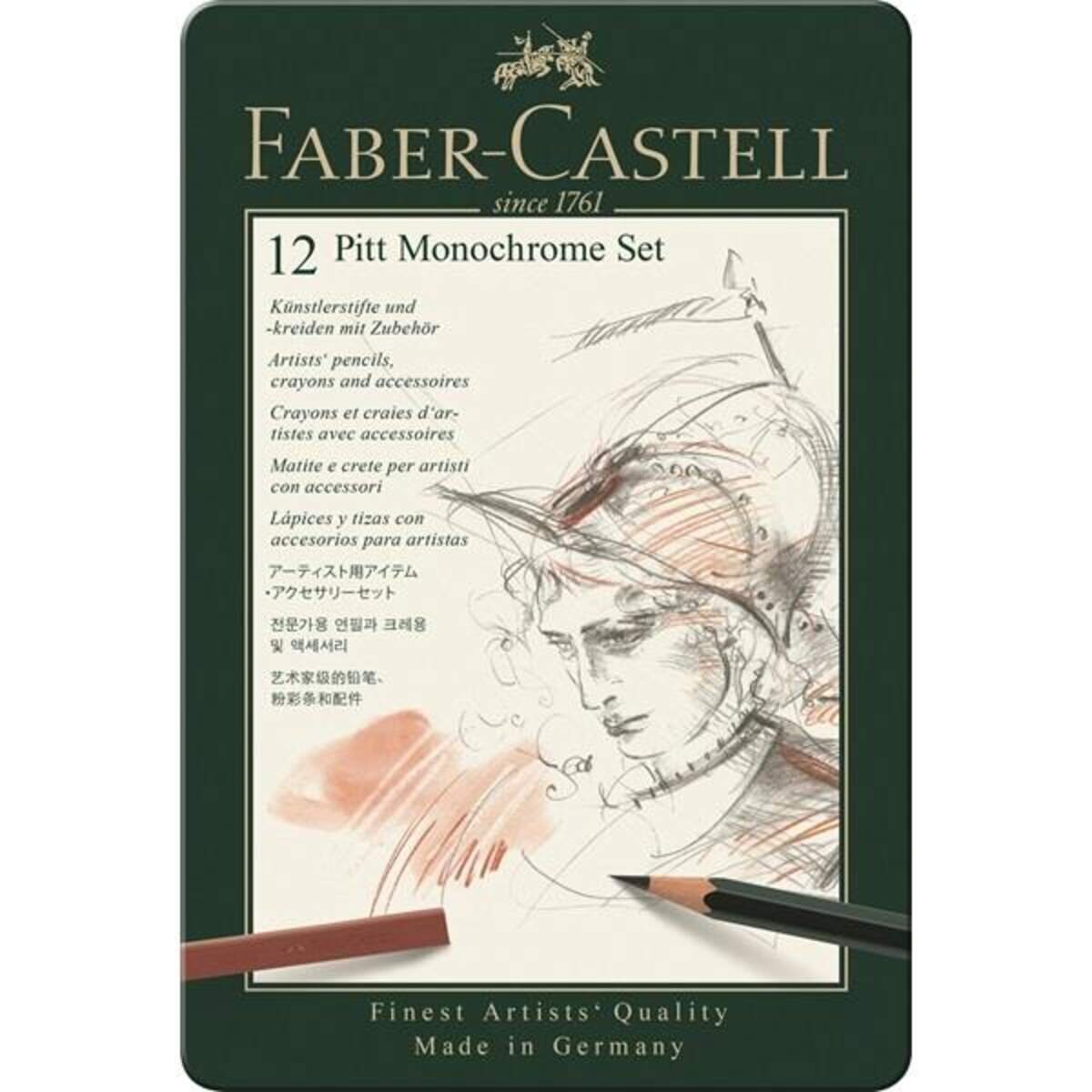 Faber-Castell Set PITT Monochrome klein Metalletui, 12 Teile