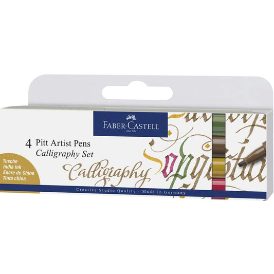 Faber-Castell Tuschestift Pitt Artist Pen Calligraphy Set, 2,5 mm, 4er Etui