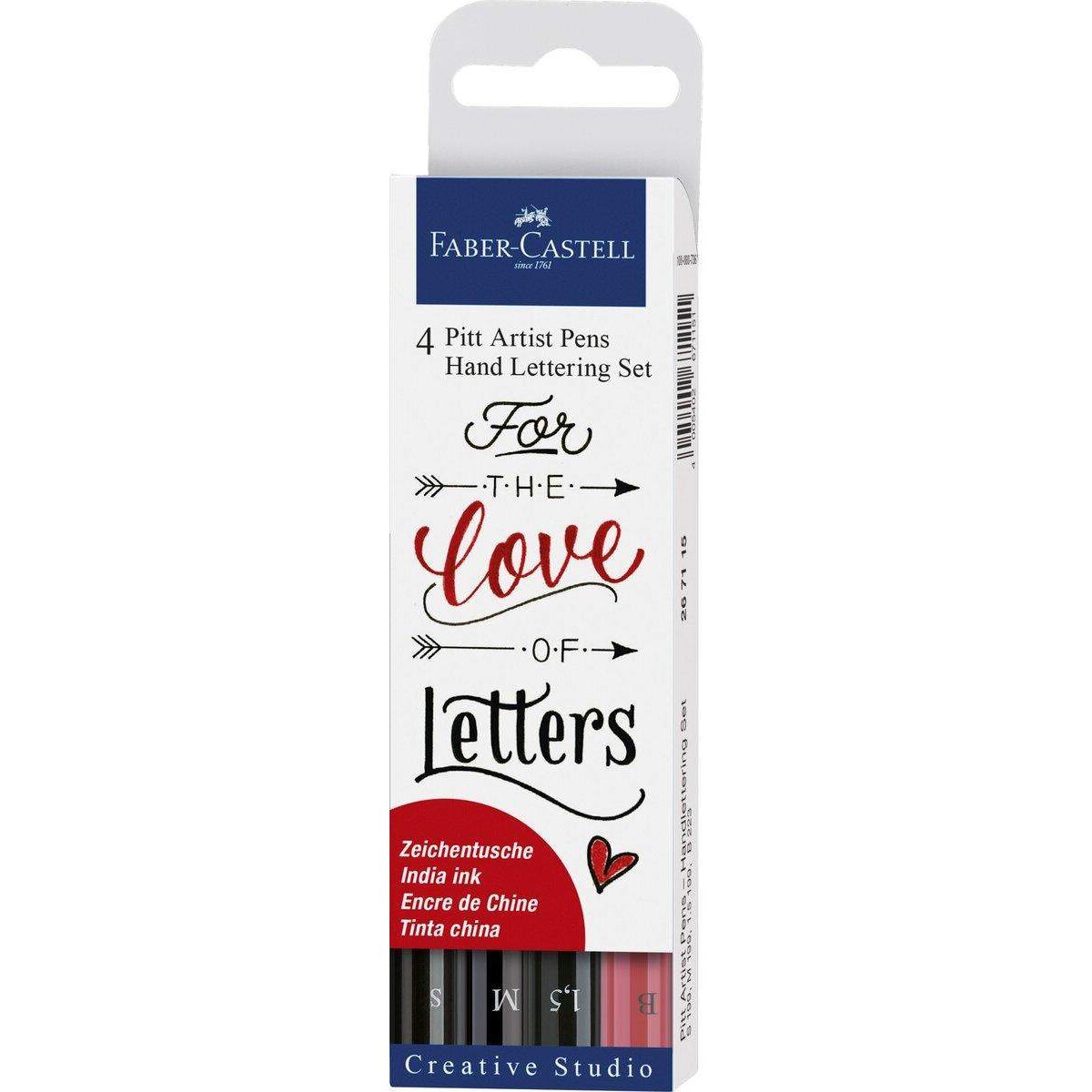 Faber-Castell Tuschestift Pitt Artist Pen Lettering, 4er Etui Love