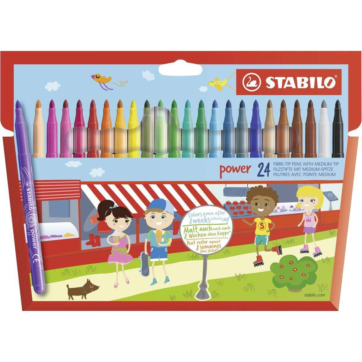 Filzstift - STABILO power - 24er Pack - mit 24 verschiedenen Farben