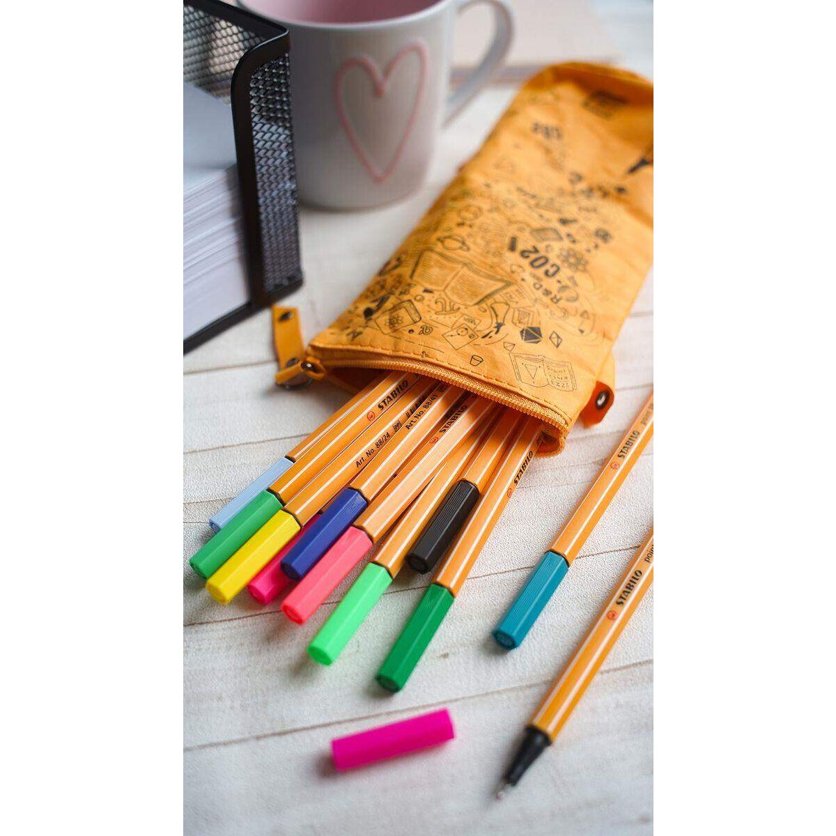 Fineliner - STABILO point 88 im Kraftpapier Mäppchen  - mit 20 verschiedenen Farben