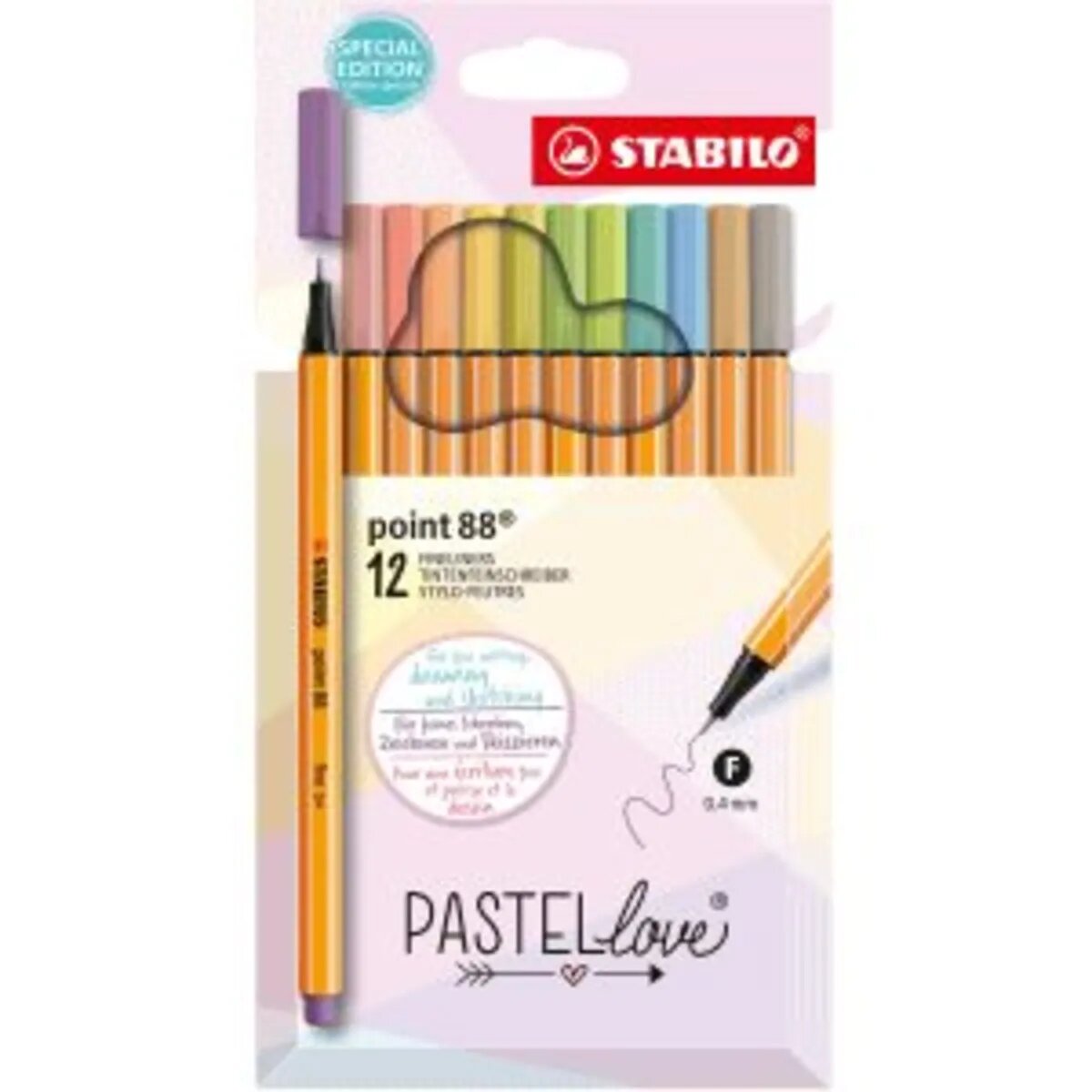 Fineliner - STABILO point 88 - Pastellove Set - 12er Pack - mit 12 verschiedenen Farben