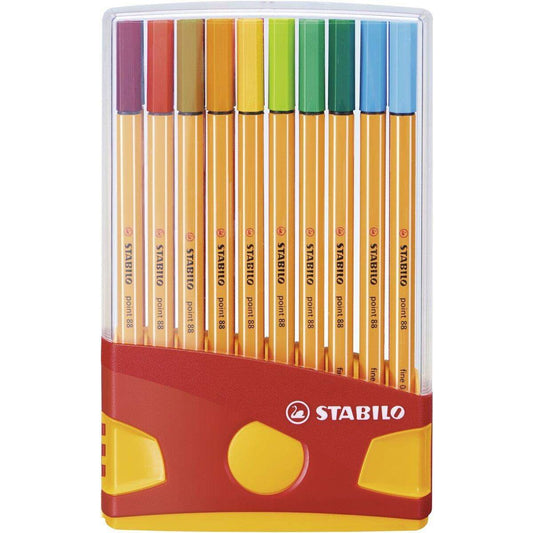 Fineliner - STABILO point 88 ColorParade - 20er Tischset in rot/orange- mit 20 verschiedenen Farben