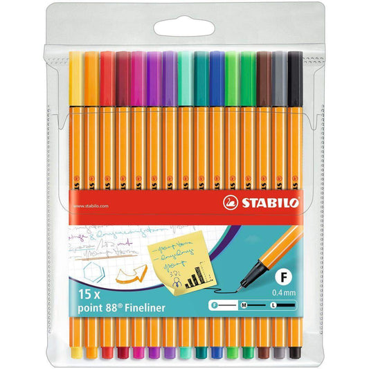 Fineliner - STABILO point 88 - 15er Pack - Standardfarben