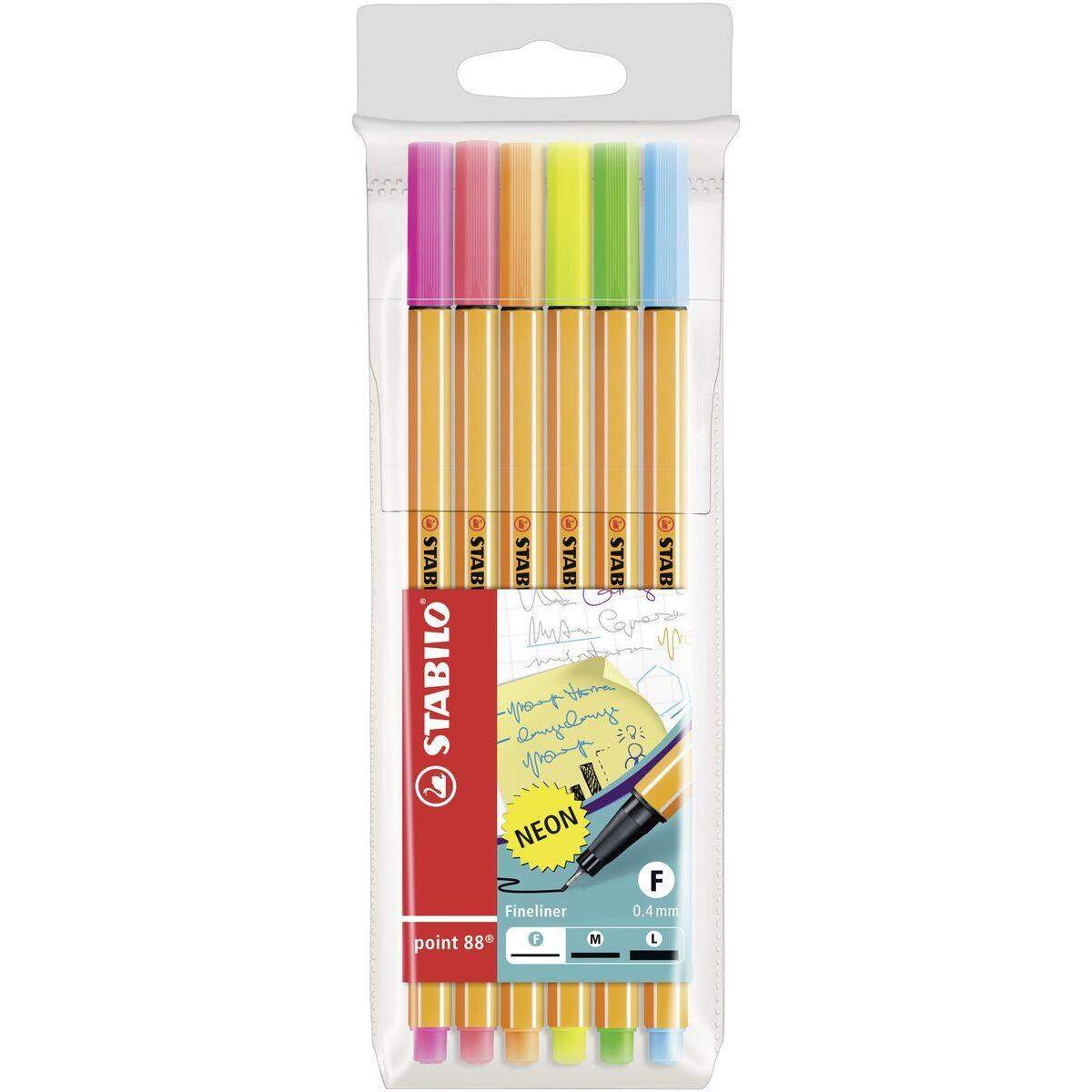 Fineliner - STABILO point 88 - 6er Pack - Neonfarben