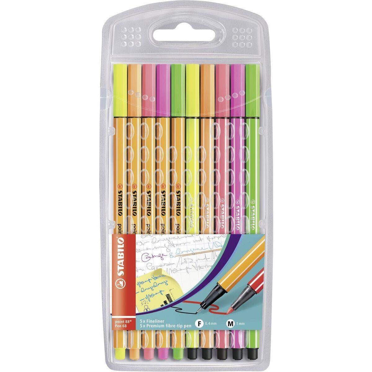 Fineliner & Filzstifte - STABILO point 88 + Pen 68 - 10er Pack - Neonfarben