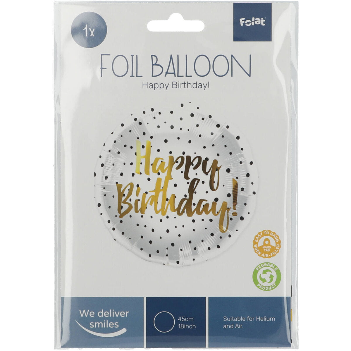 Folat Folienballon Geburtstag Dots Schwarz - 45 cm