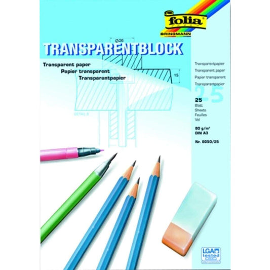 Folia Transparentpapierblock A3 25 Blatt 80g