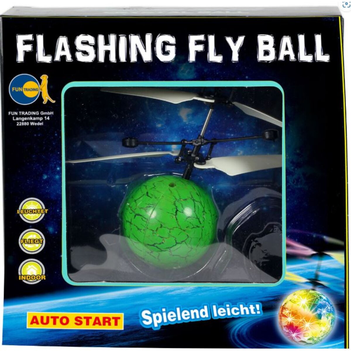 Fun Trading Flashing Fly Ball, rot oder grün, 1 Stück, 2-fach sortiert