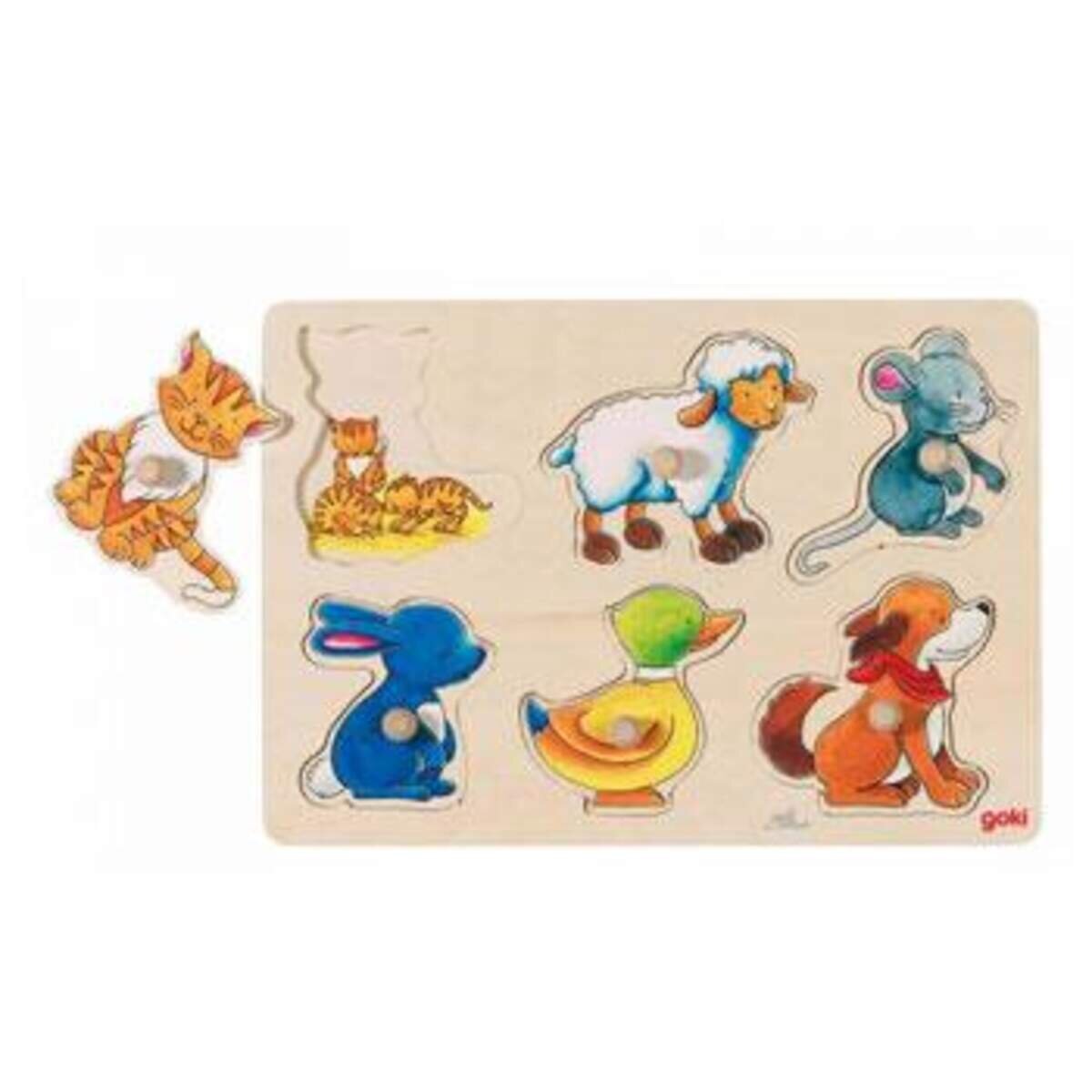 goki Steck-Puzzle Hintergrundpuzzle Mutter und Kind, 6 Teile