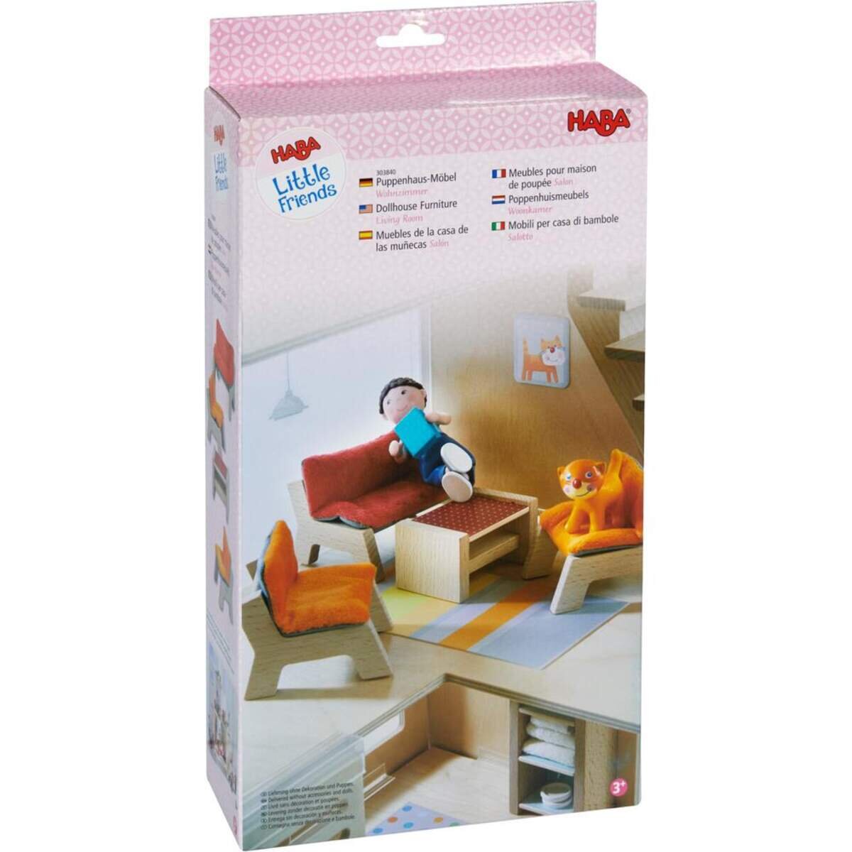 HABA 303840 Little Friends – Puppenhaus-Möbel Wohnzimmer