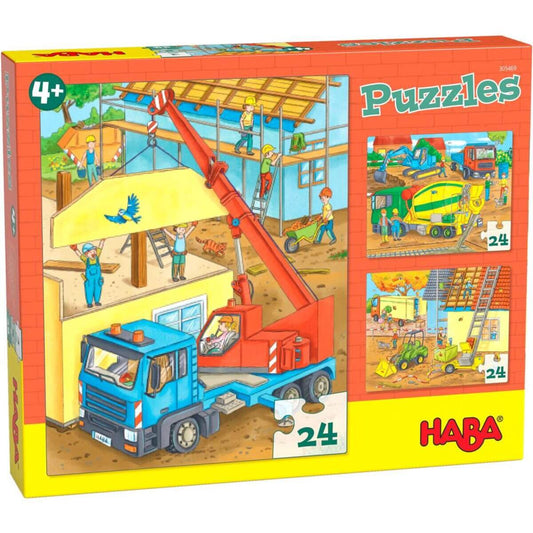 HABA 305469 Puzzles Auf der Baustelle 3x24 Teile