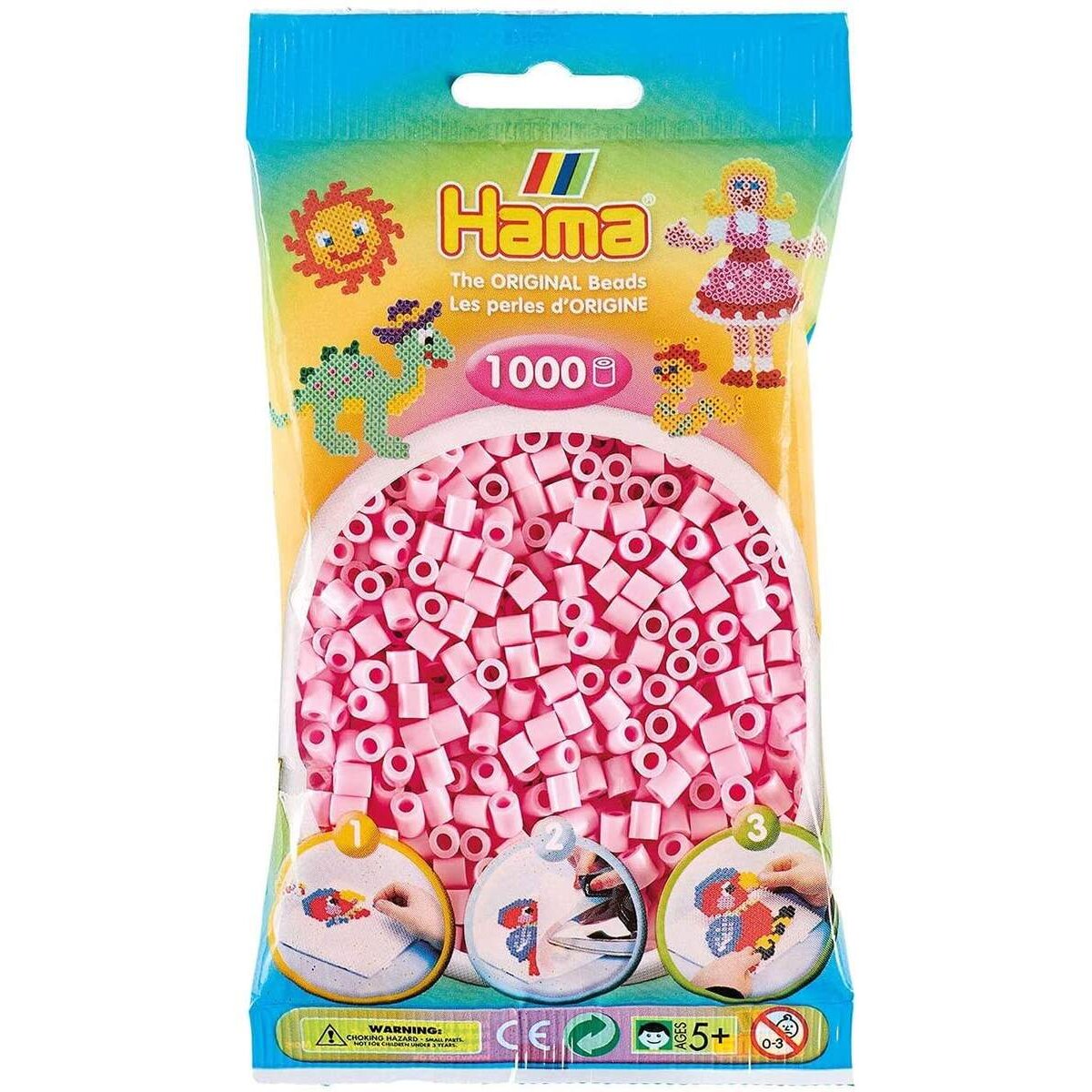 Hama Bügelperlen Midi Pastellrosé, 1000 Stück