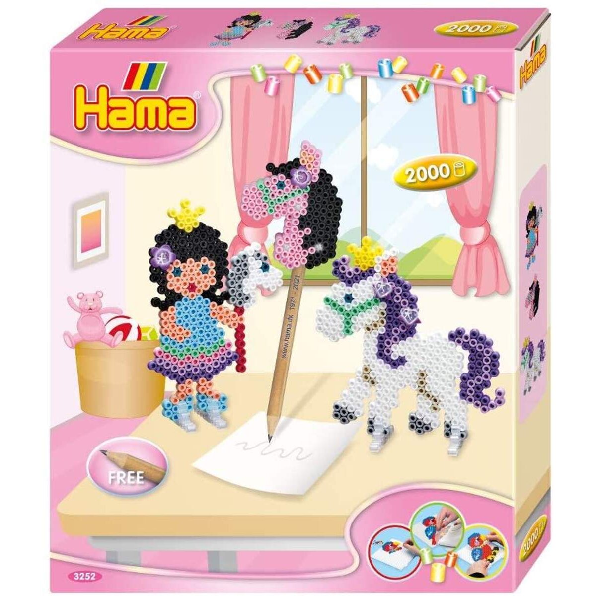 Hama Bügelperlen 3252 Kleines Geschenkset Ponyspaß mit ca. 2.000 bunten Midi Bügelperlen