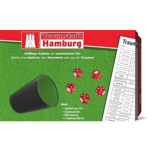Hamburg Traumstadt Würfelset 5 Hamburg-Würfel Würfelbecher Ergebnisblock