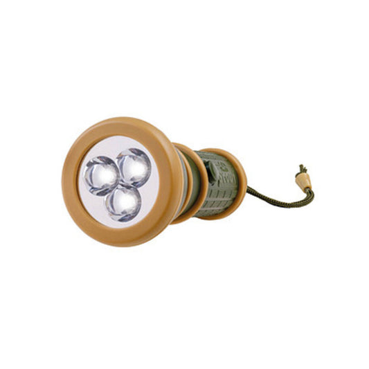 Happy People Scout Taschenlampe 3 LED gummiert grün/beige Ø3,5cm