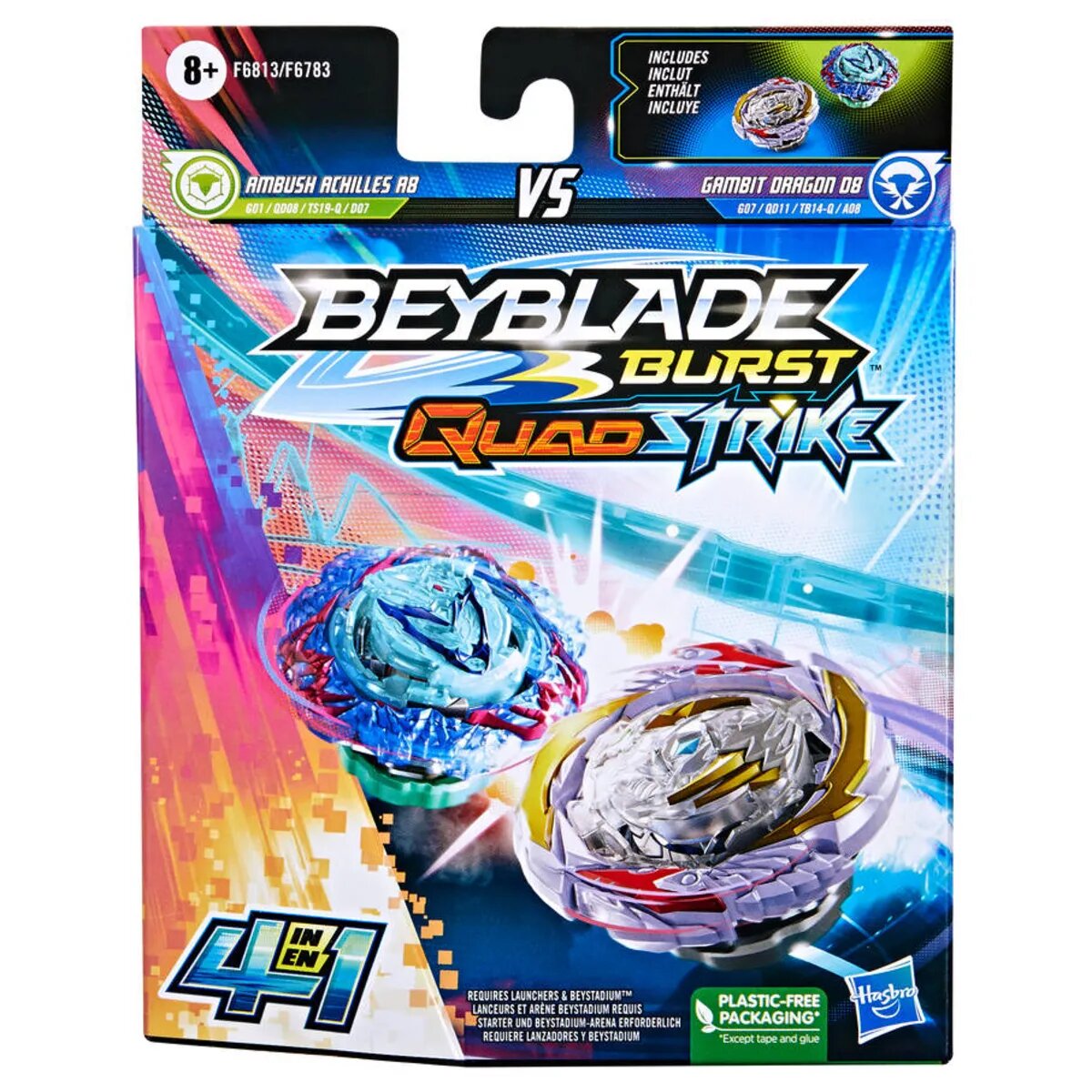 Hasbro Beyblade Burst QuadStrike Doppelpack, 1 Packung, 2-fach sortiert