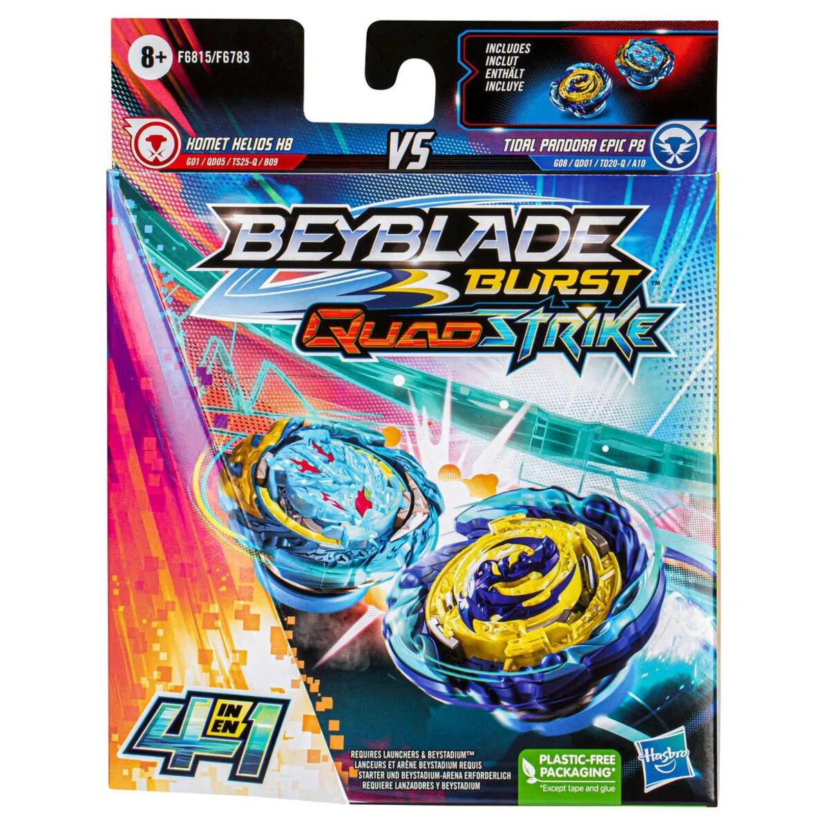 Hasbro Beyblade Burst QuadStrike Komet Helios H8 und Tidal Pandora Epic P8 Doppelpack