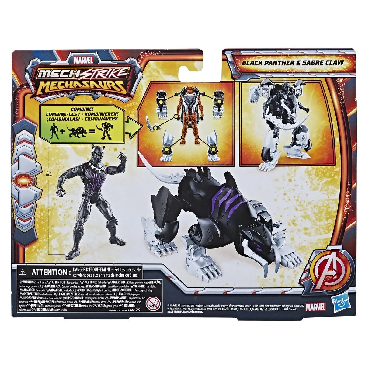 Hasbro Marvel Mech Strike Mechasaurs Black Panther mit Sabre Claw Mechasaur