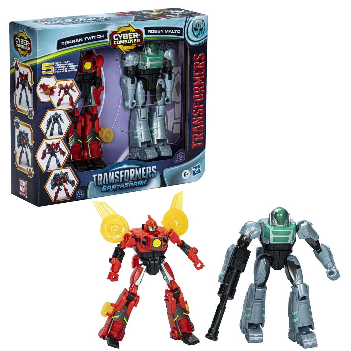 Hasbro Transformers EarthSpark Cyber-Combiner Terran Twitch und Robby Malto