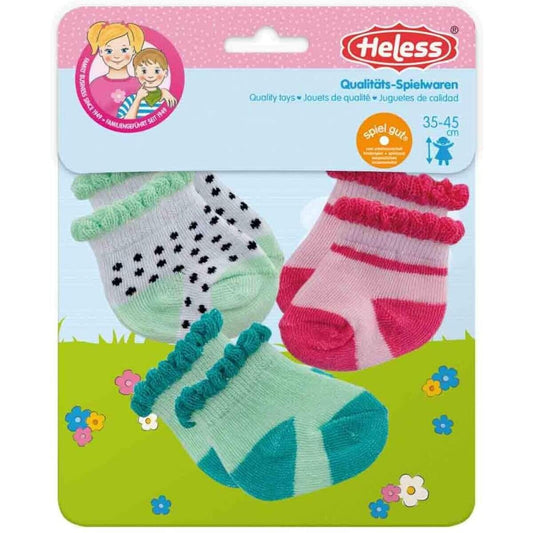 Heless 173 - Söckchen für Puppen, 3 Paar, Größe 35 - 45