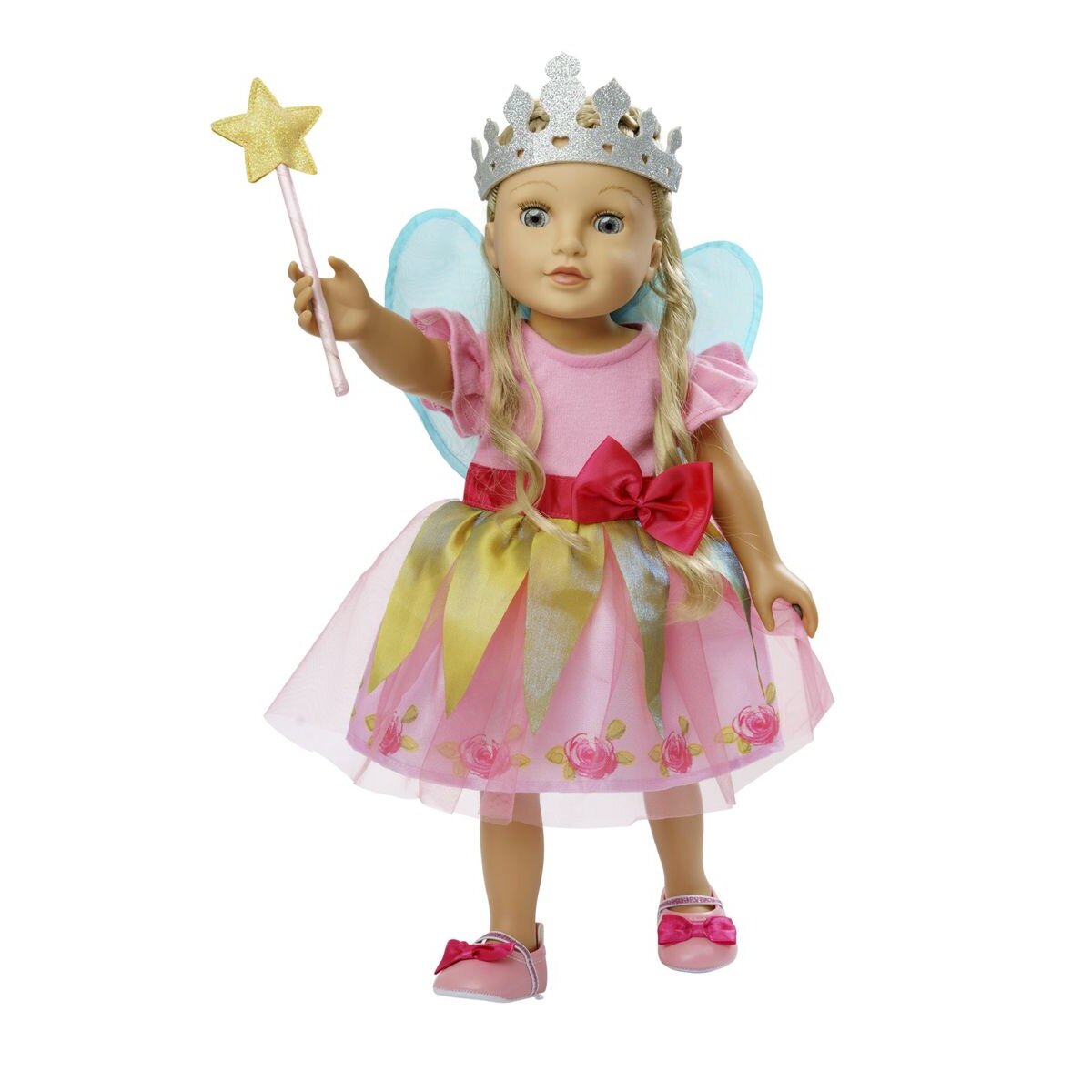 Heless Puppen-Accessoires-Set "Prinzessin Lillifee", 3-teilig : Ballerinas, Glitzerkrone und Zauberstab, Gr. 30-34 cm