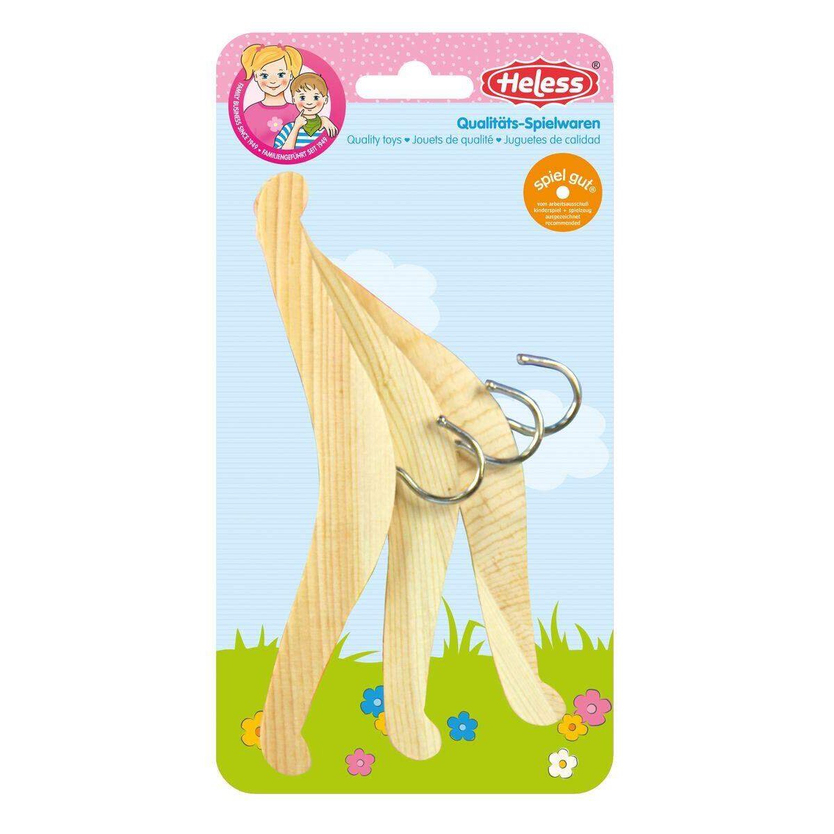 Heless Puppen-Kleiderbügel aus Holz, 3 Stück