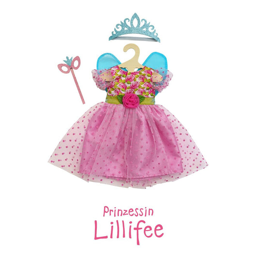 Heless Puppenkleid "Prinzessin Lillifee" mit Glitzerkrone und Augenmaske, 3-teilig, Gr. 28-35 cm