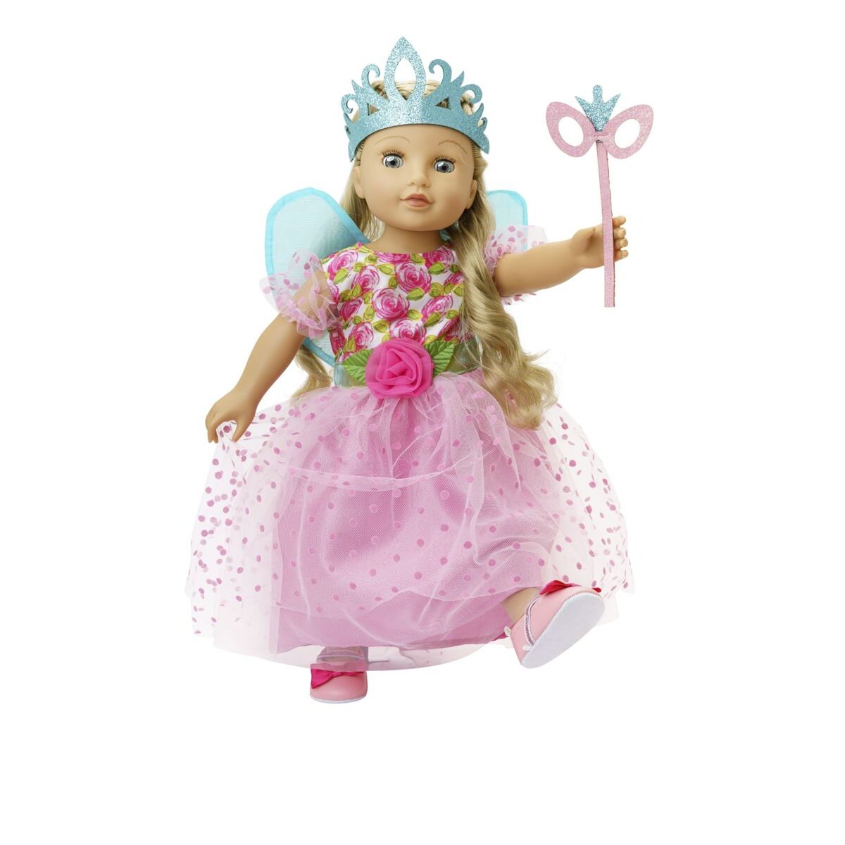 Heless Puppenkleid "Prinzessin Lillifee" mit Glitzerkrone und Augenmaske, 3-teilig, Gr. 28-35 cm
