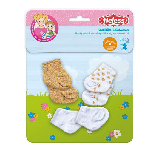 Heless Söckchen für Puppen, mit Glitzer, 3 Paar, Größe 28 - 35 cm