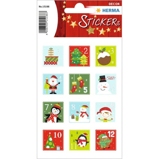 HERMA Sticker Adventskalenderzahlen Kinder, beglimmert