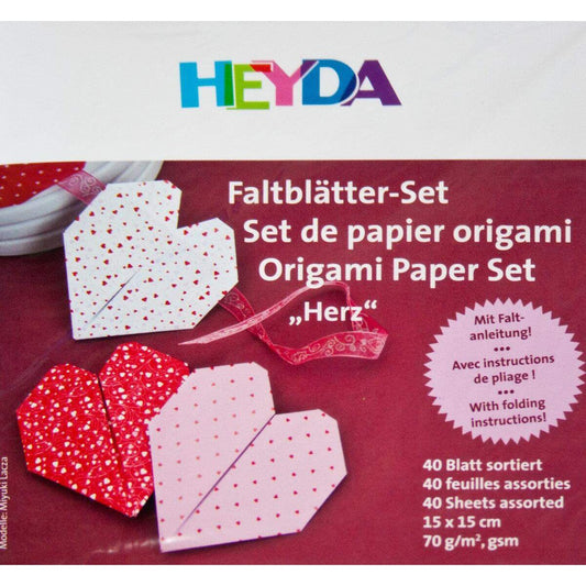 Heyda 20-48 755 05  Origami Faltblätter, Herz, 15 x 15 cm