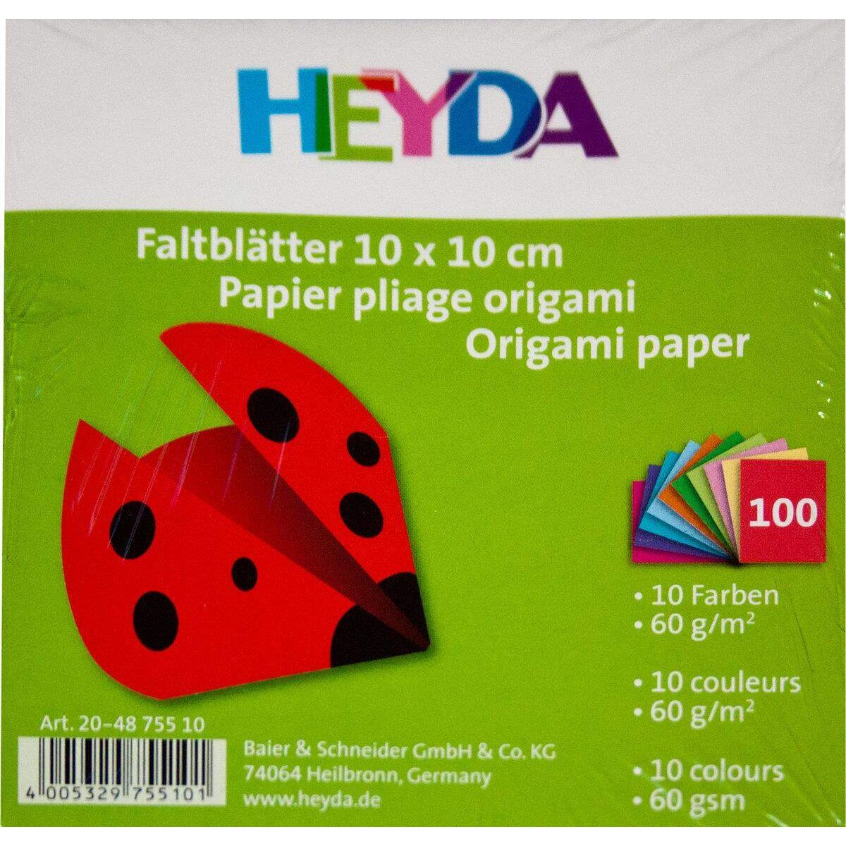 Heyda 20-48 755 10 Origami Faltblätter, 10 x 10 cm