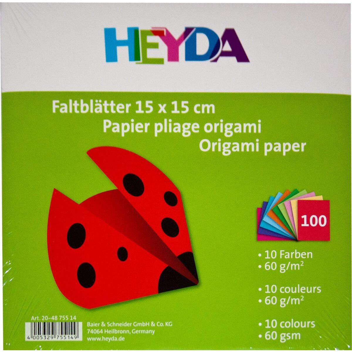 Heyda 20-48 755 14 Origami Faltblätter, sortiert, 15 x 15 cm