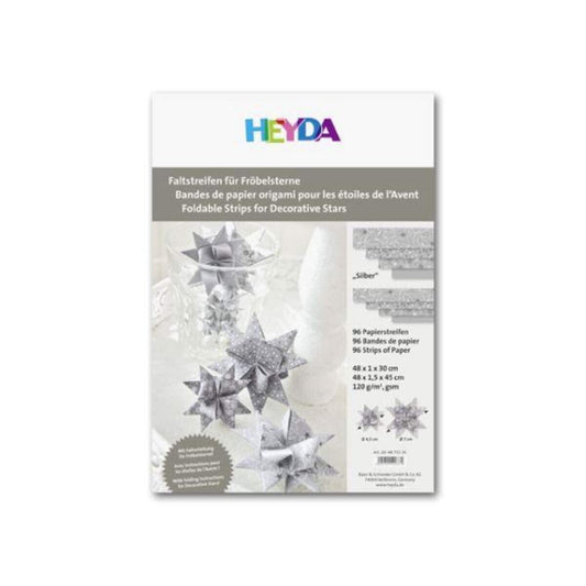 Heyda 204875536 Faltpapier für Fröbelsterne, 120g/qm, silber/weiß