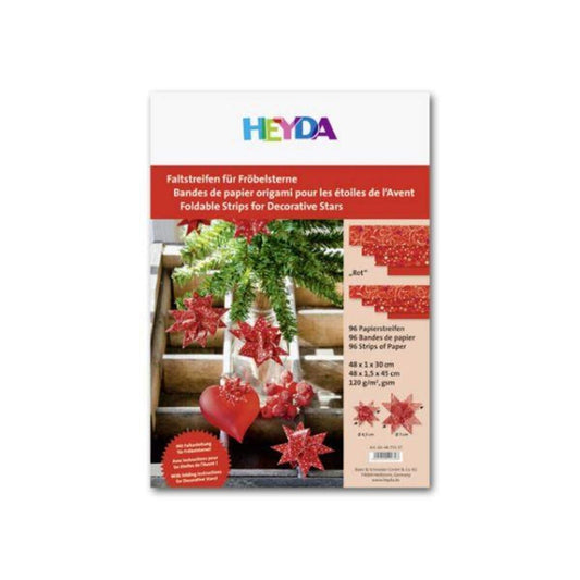 Heyda 204875537 Faltpapier für Fröbelsterne, 120g/qm, rot/weiß