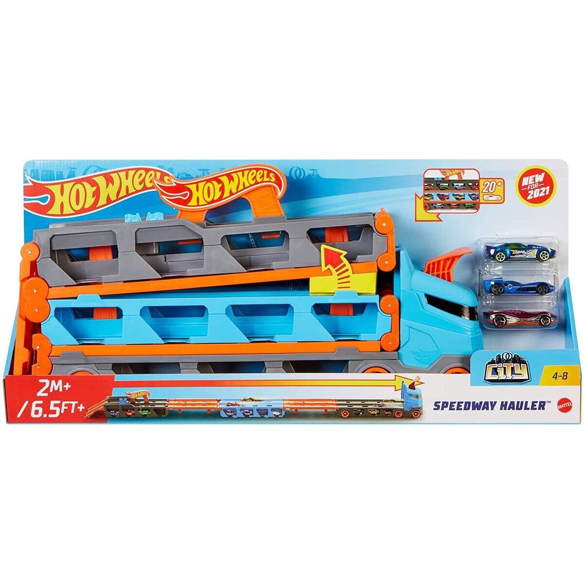 Hot Wheels 2-in-1 Rennbahn-Transporter inkl. 3 Spielzeugautos