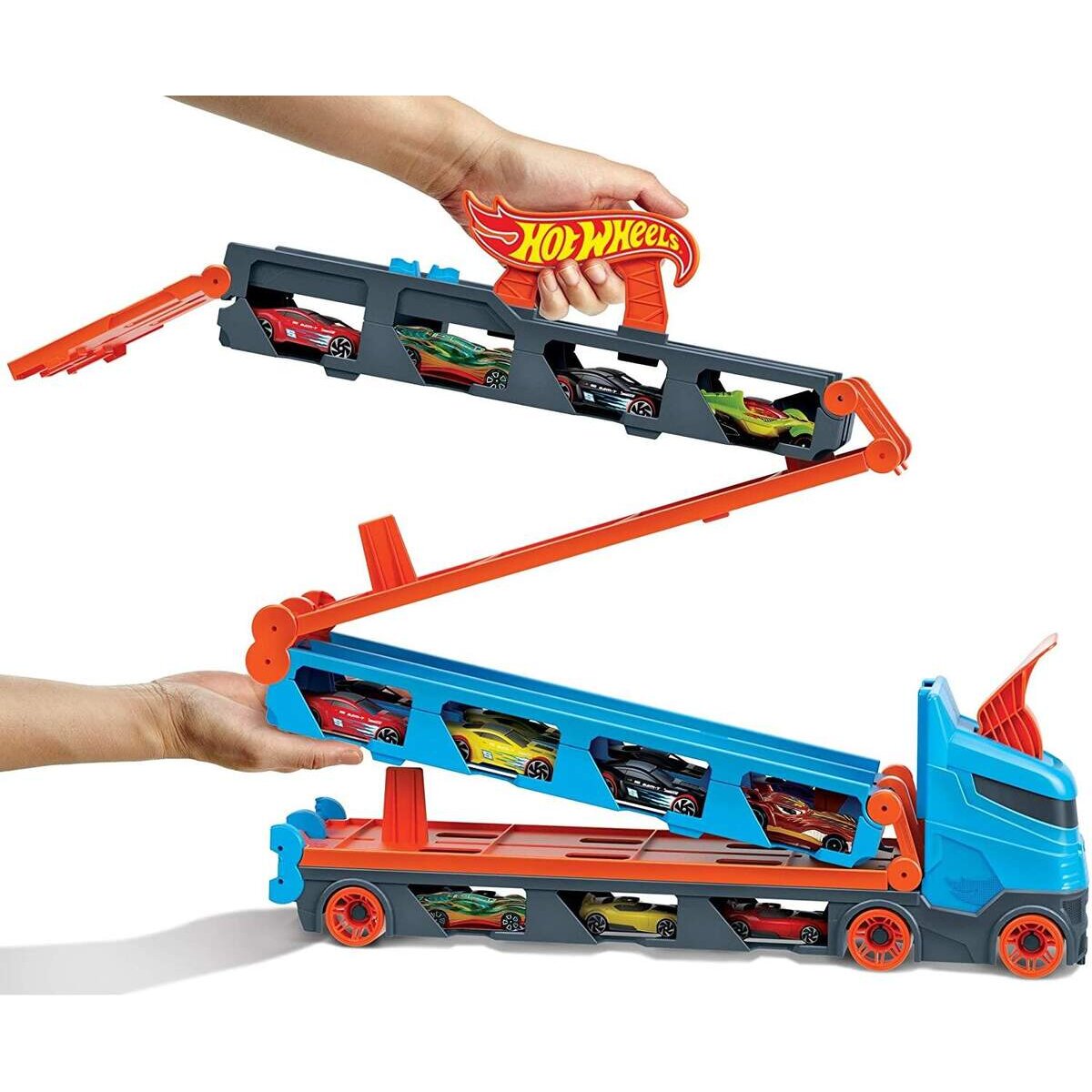 Hot Wheels 2-in-1 Rennbahn-Transporter inkl. 3 Spielzeugautos