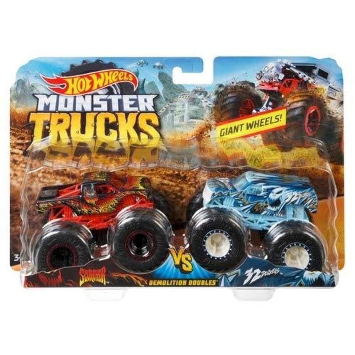 Hot Wheels Wheels Monster Trucks Die-Cast 2er-Pack 1:64, sortiert