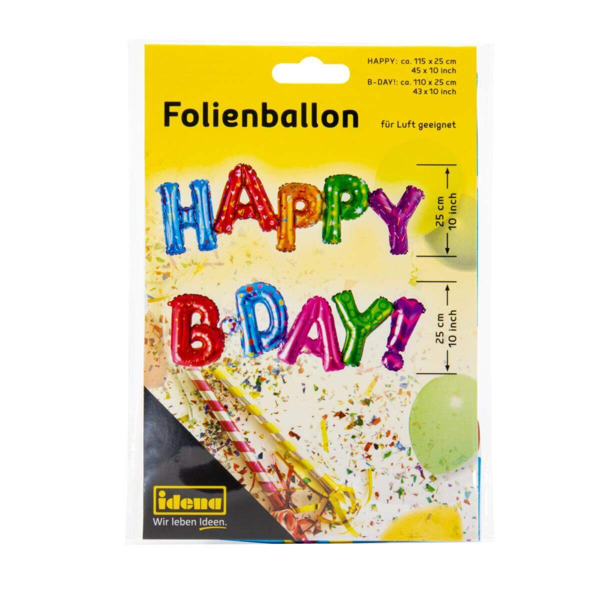 Idena Folienballon Happy Birthday 2er Set