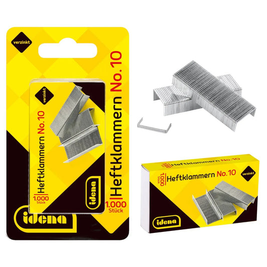 Idena Heftklammern, No. 10, 1.000 Stück, verzinkt