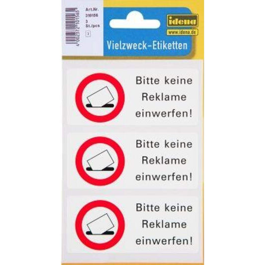 Idena Hinweisetiketten keine Werbung, 1 Bogen