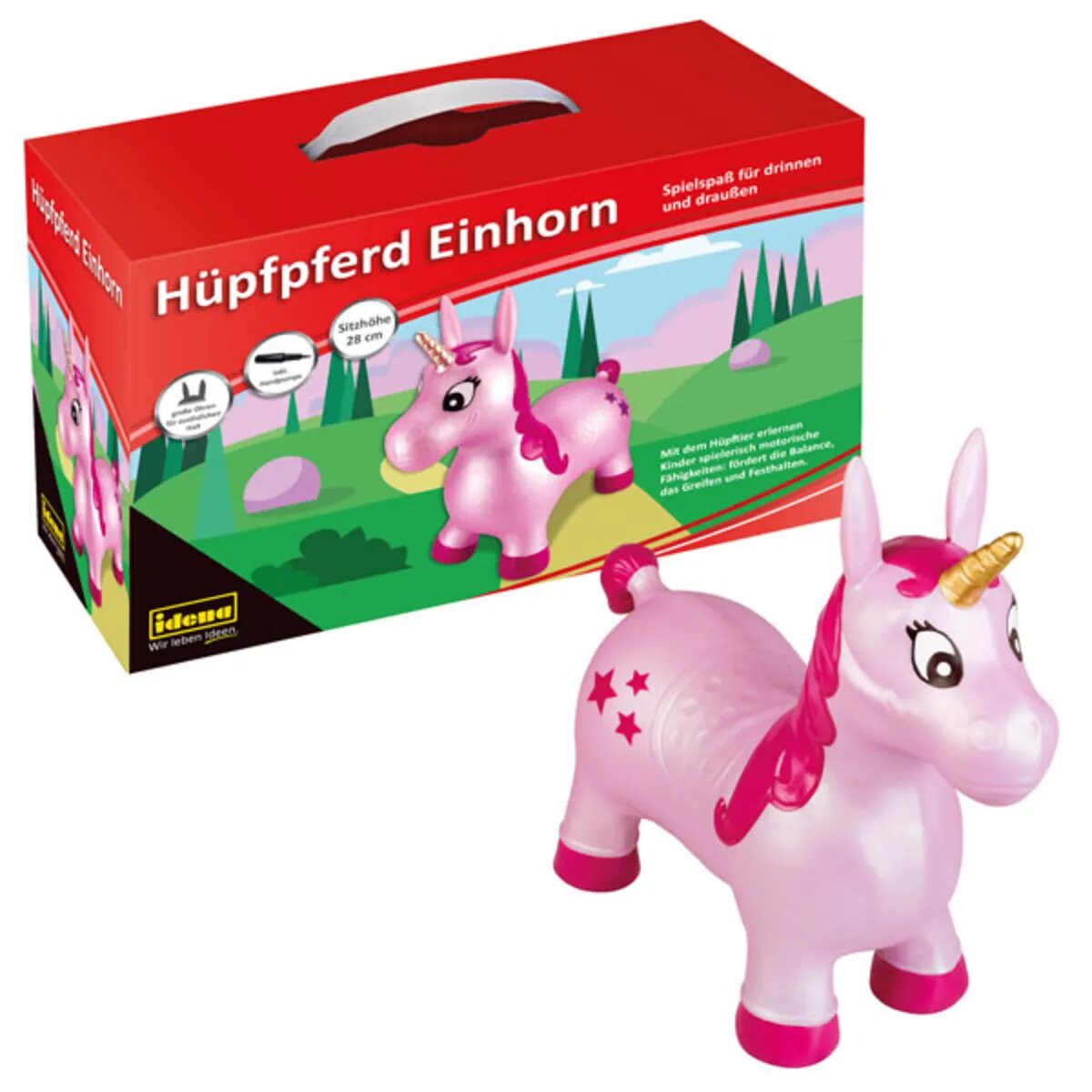 Idena Hüpfpferd Einhorn pink mit Sternen